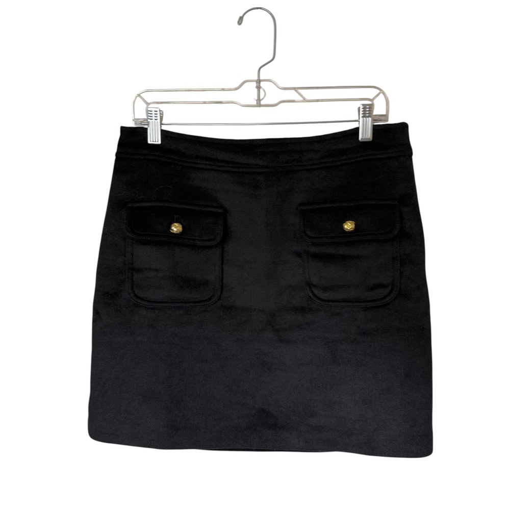 LOFT Petite Black Velvet Pocket Mini Skirt Size 12P